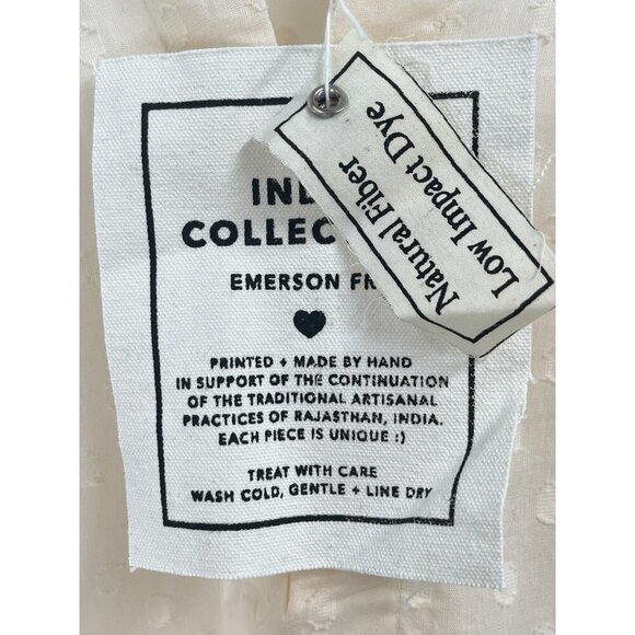 Emerson Fry India Collection Layla Dress Cream Swiss Dot Long Sleeve Sz L NWT - Picture 5 of 7